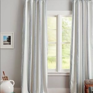 Riviera Striped Blackout Panels PB Porcelain Blue